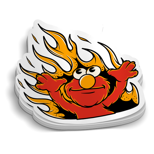 Elmo Fire die-cut firefighter chaos humor sticker, weatherproof vinyl, 3 inch