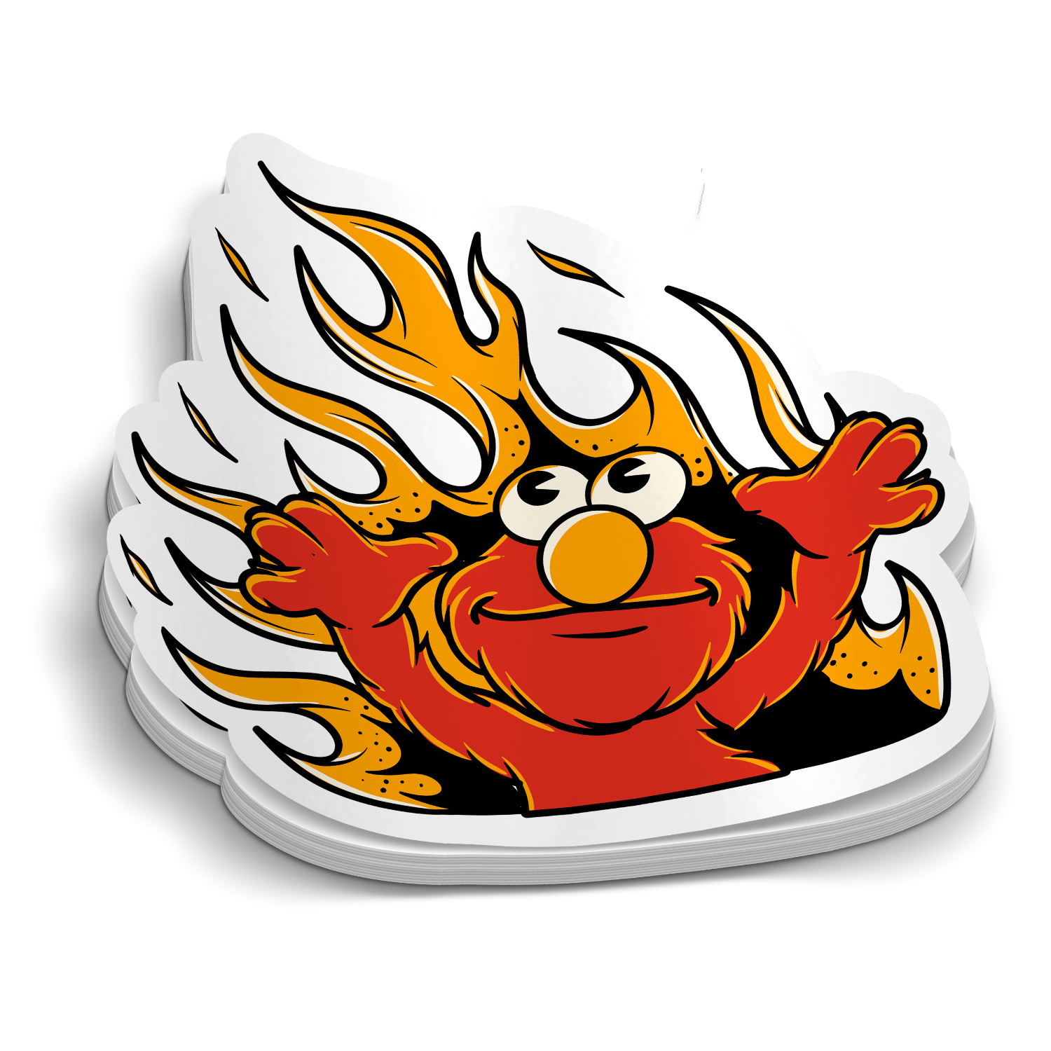 Elmo Fire die-cut firefighter chaos humor sticker, weatherproof vinyl, 3 inch