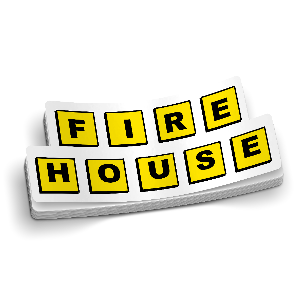 Fire House die-cut firefighter yellow letter tiles sticker, weatherproof vinyl, 3 inch