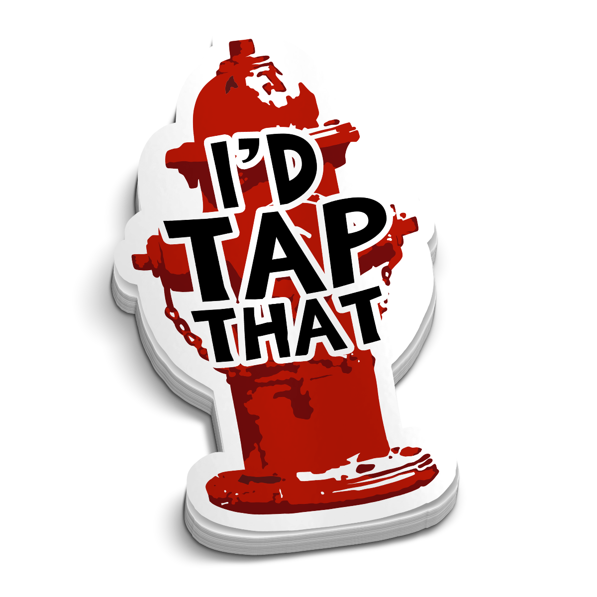 I'd Tap That die-cut firefighter fire hydrant humor sticker, weatherproof vinyl, 2.75 inch