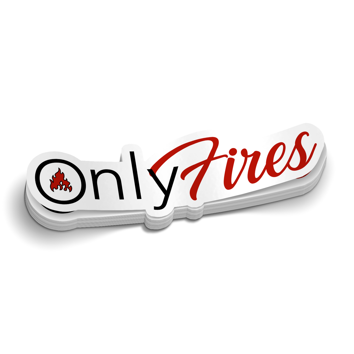Only Fires die-cut firefighter OnlyFans parody humor sticker, weatherproof vinyl, 3.5 inch