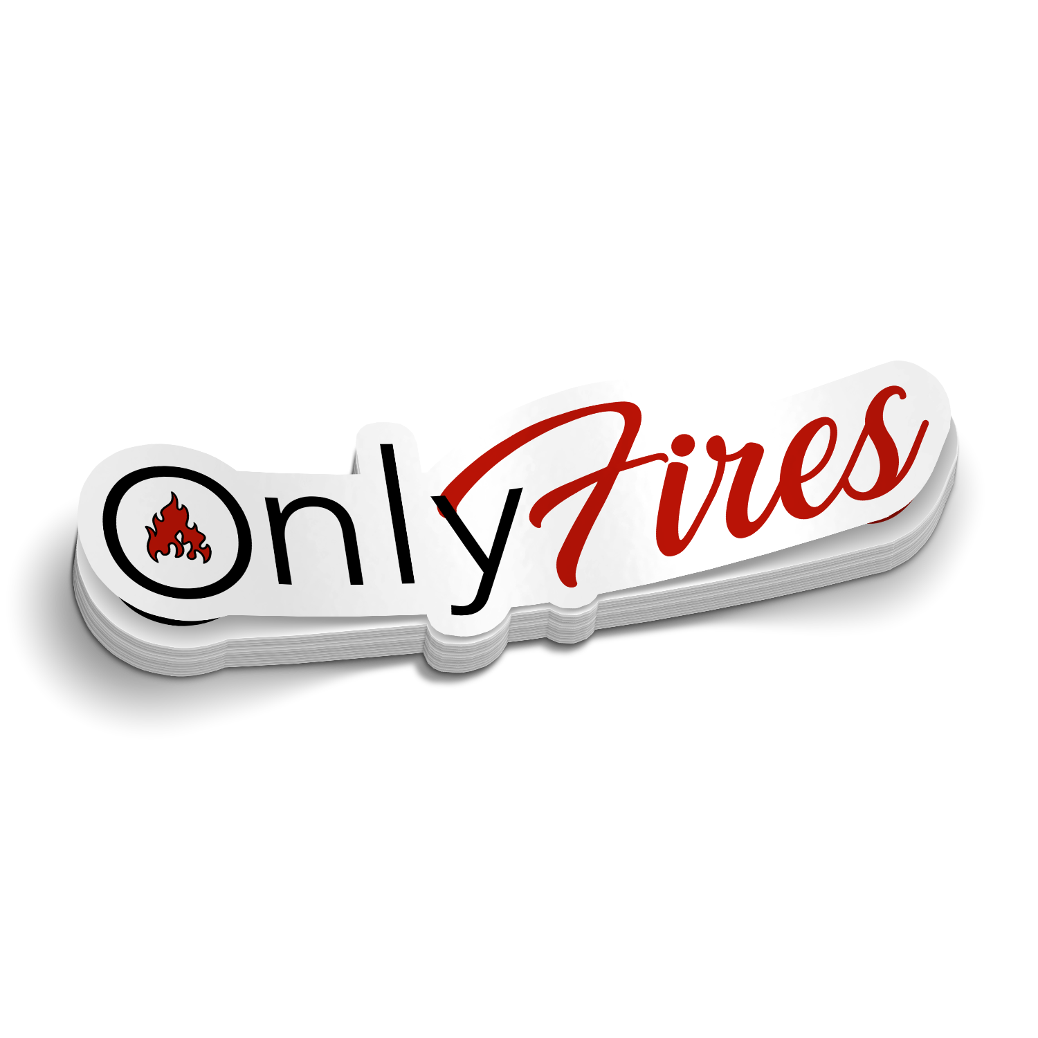 Only Fires die-cut firefighter OnlyFans parody humor sticker, weatherproof vinyl, 3.5 inch