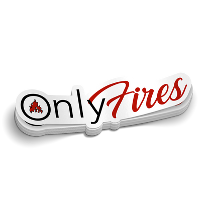 Only Fires die-cut firefighter OnlyFans parody humor sticker, weatherproof vinyl, 3.5 inch