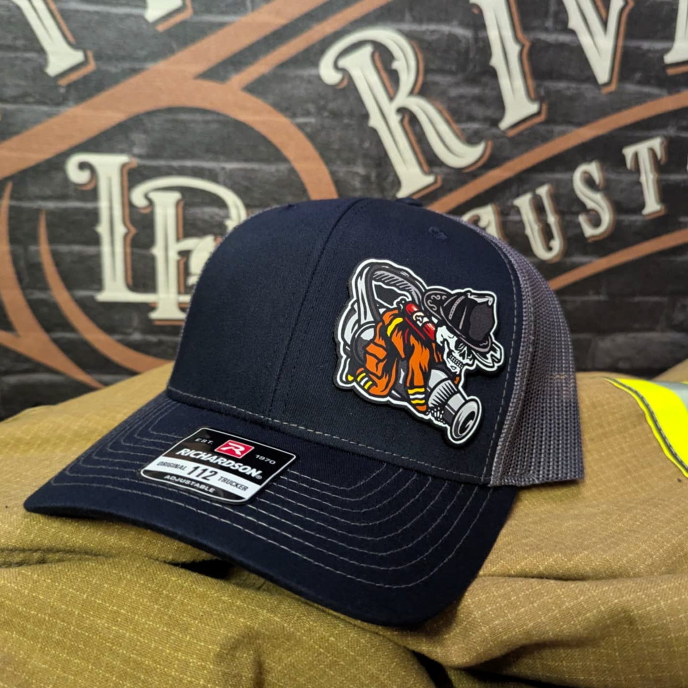 Straight Stream Psycho Firefighter Leather Patch Hat