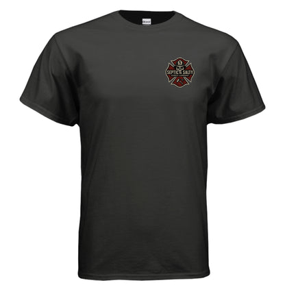 Strength in the Ashes firefighter shirt in military green with distressed flag graphic