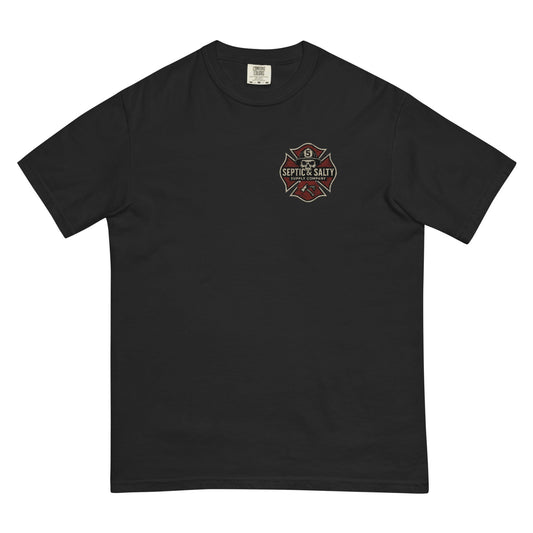 The District Dick firefighter shirt with sarcastic probie roast graphic design for firehouse humor apparel.